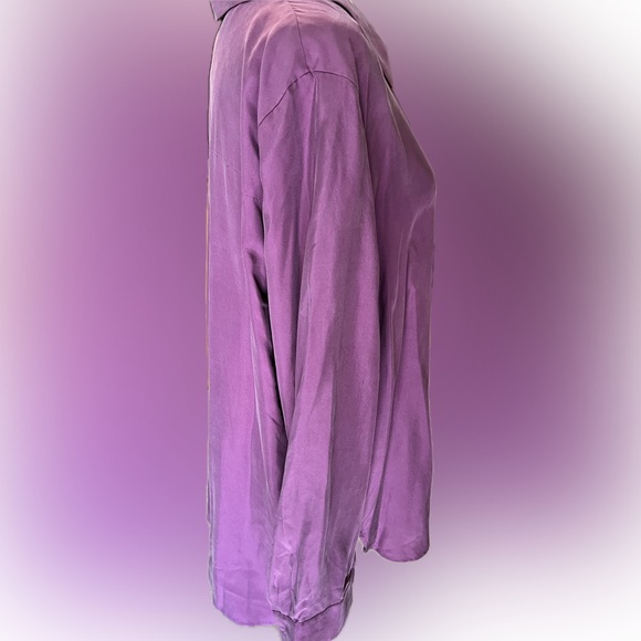 Eileen Fisher Women's Violet Silk Button Down Shirt - Picture 8 of 10